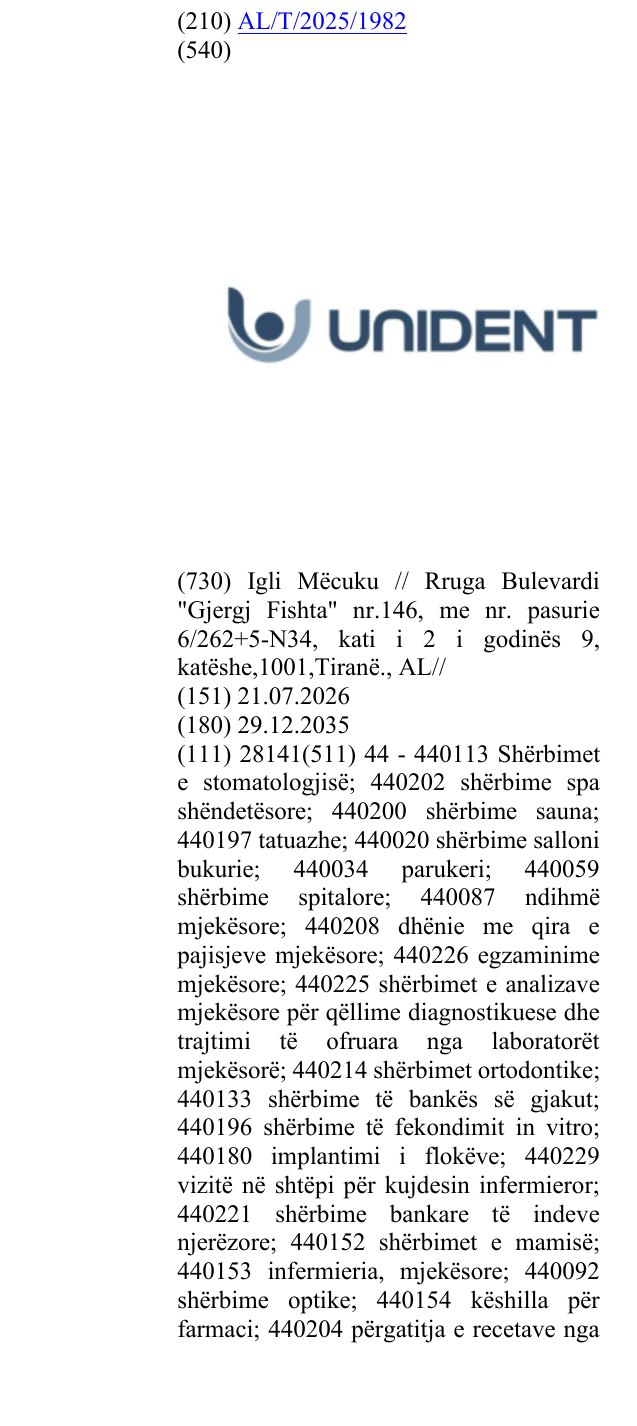 Zëri i markës DENT, si element fjale në buletin
