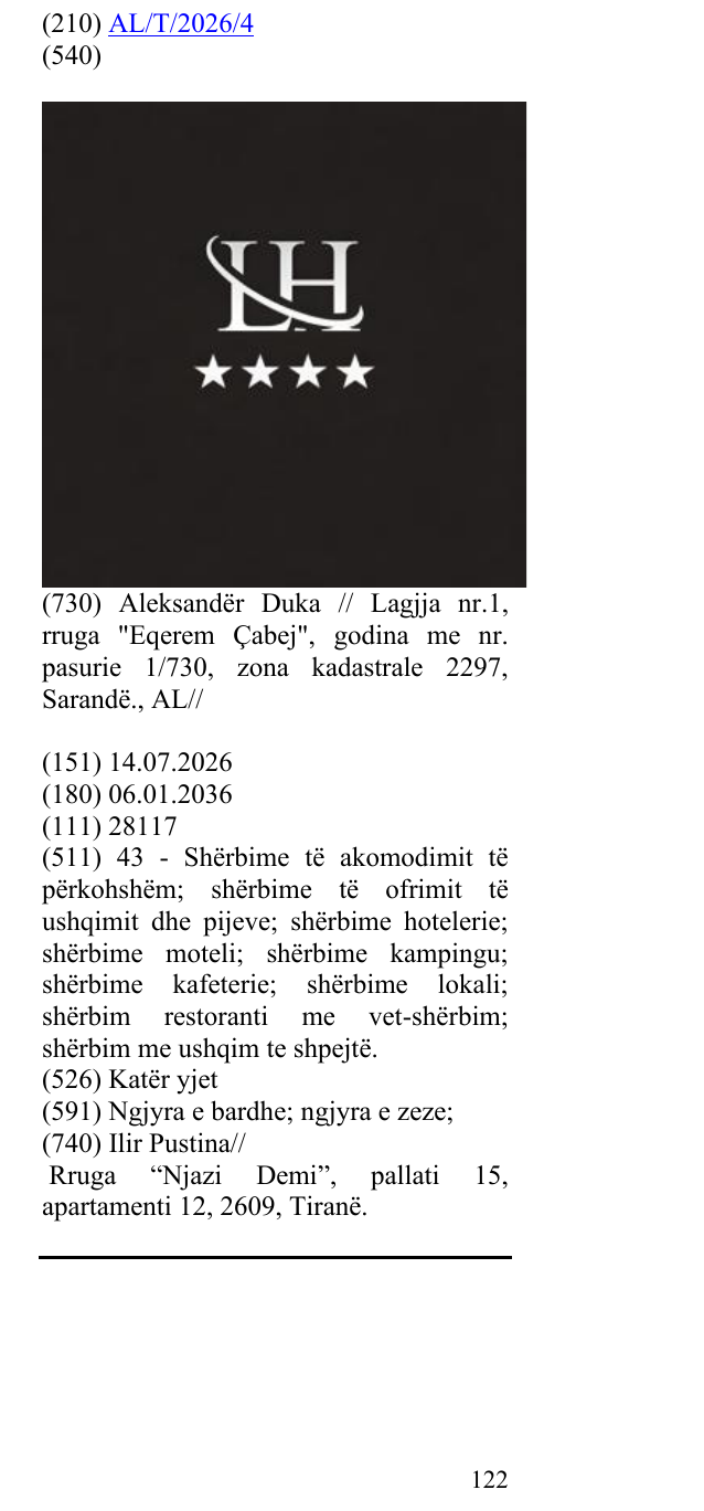 Zëri i markës Katër yjet në buletin
