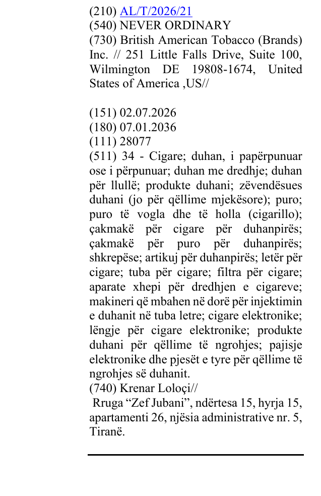 Zëri i markës NEVER ORDINARY në buletin