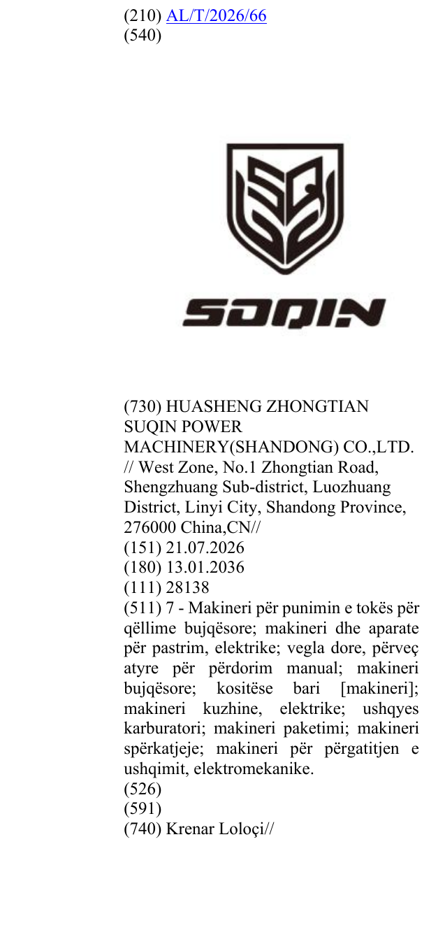 Zëri i markës SOQIN në buletin
