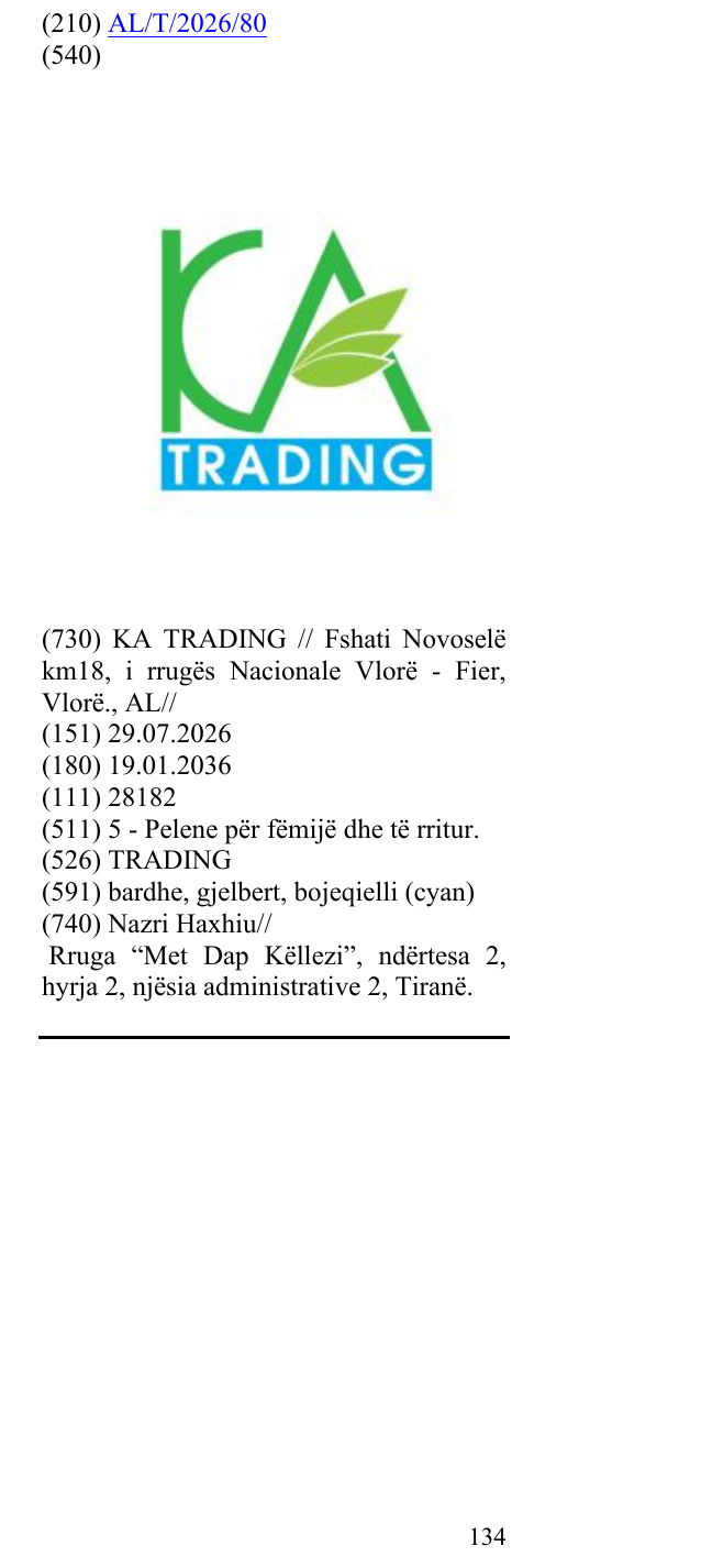 Zëri i markës TRADING në buletin