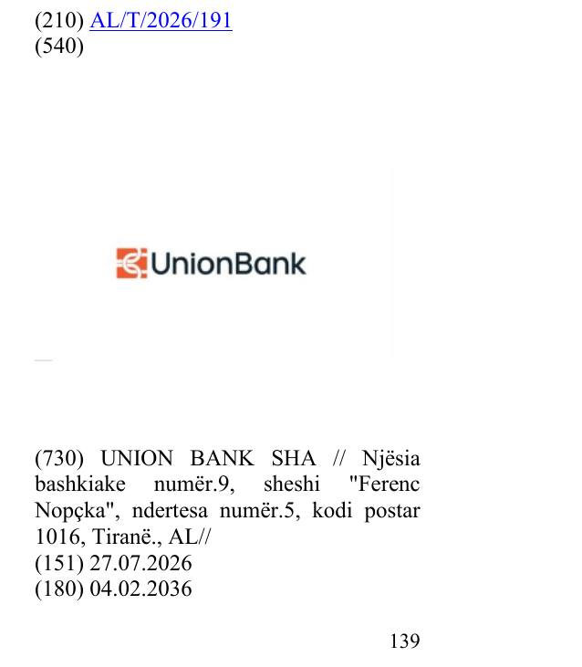 Zëri i markës Fjala "Bank" në buletin