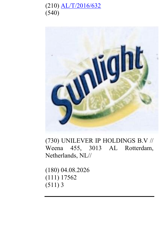 Zëri i markës Sunlight në buletin