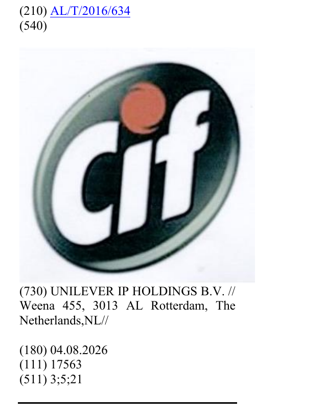 Zëri i markës Cif në buletin