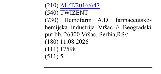 Zëri i markës TWIZENT në buletin
