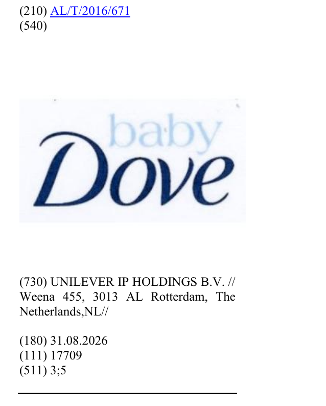 Zëri i markës baby Dove në buletin
