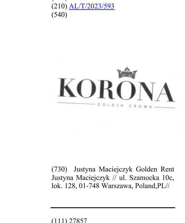 Zëri i markës KORONA GOLDEN CROWN në buletin