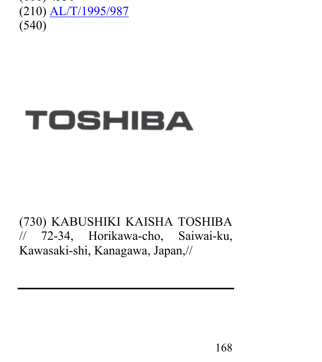 Zëri i markës TOSHIBA në buletin