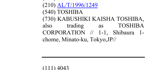 Zëri i markës TOSHIBA në buletin
