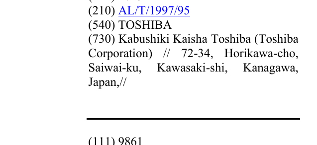 Zëri i markës TOSHIBA në buletin