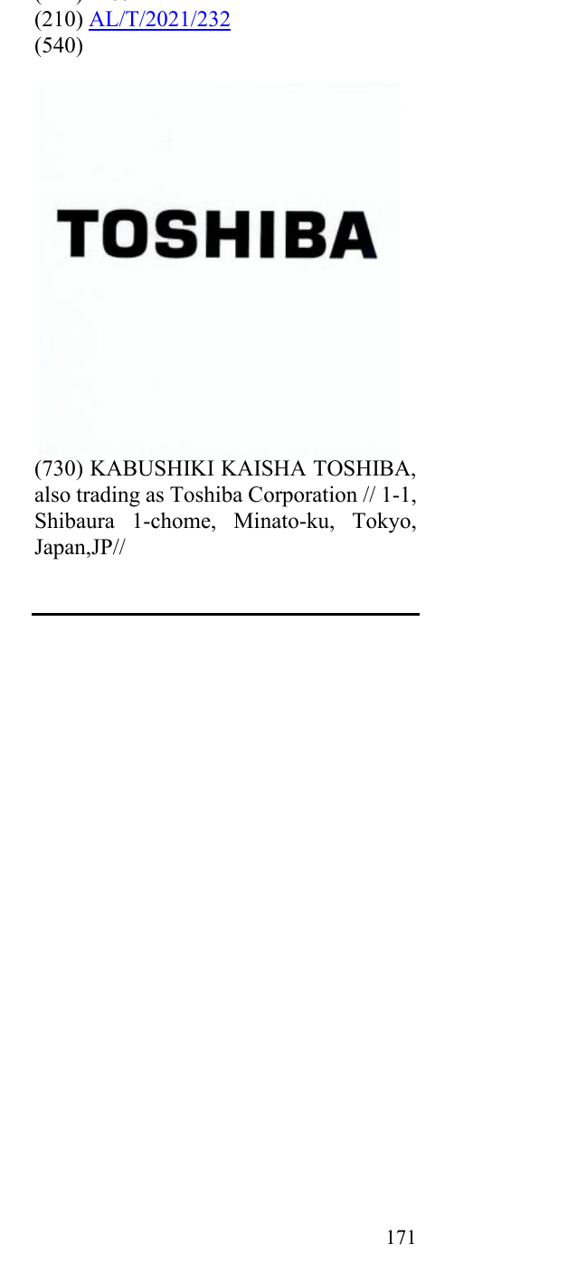 Zëri i markës TOSHIBA në buletin