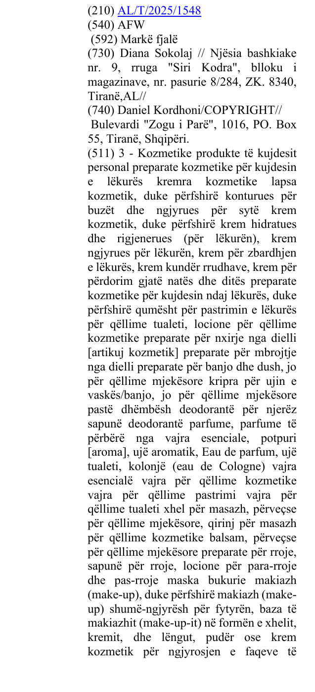 Zëri i markës AFW në buletin