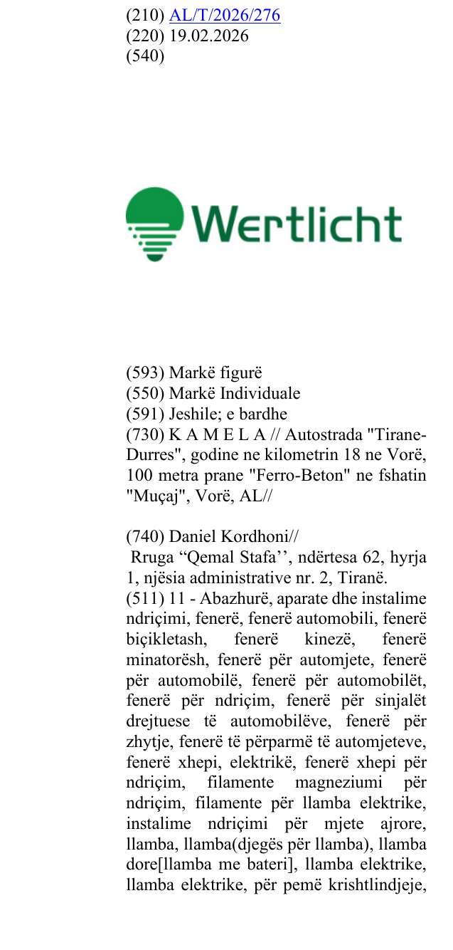 Zëri i markës WERTLICHT në buletin