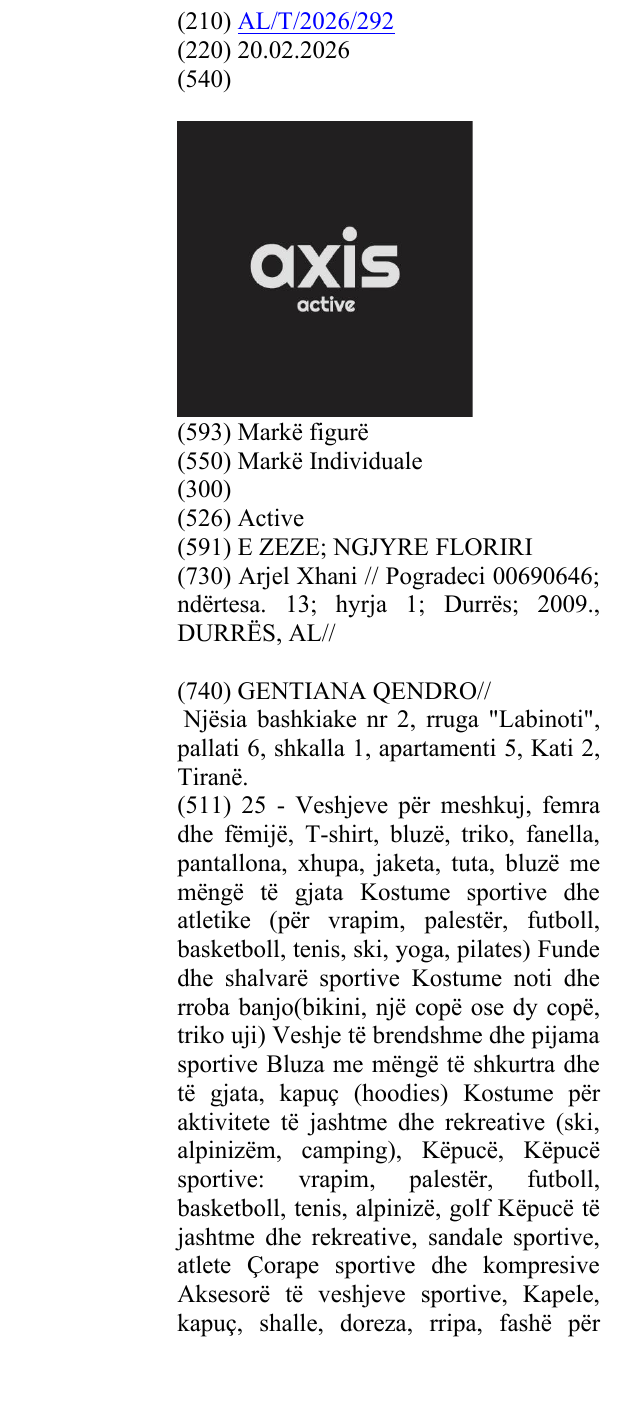 Zëri i markës Active në buletin
