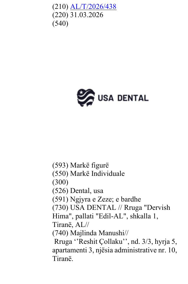 Zëri i markës Dental, usa në buletin