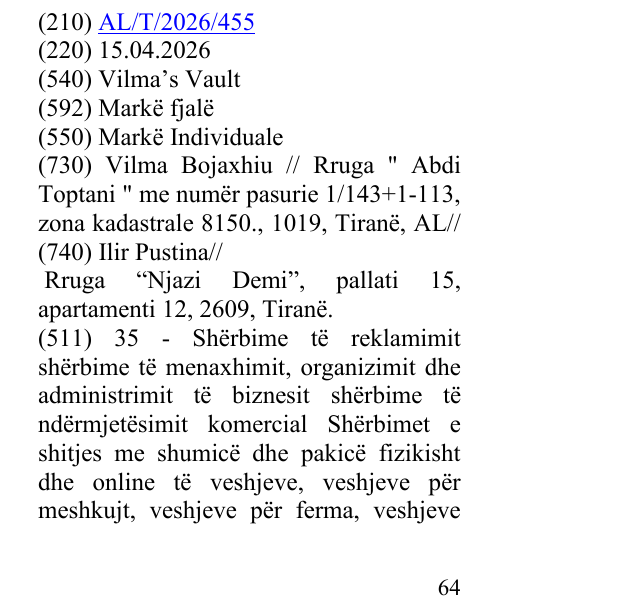 Zëri i markës Vilma’s Vault në buletin