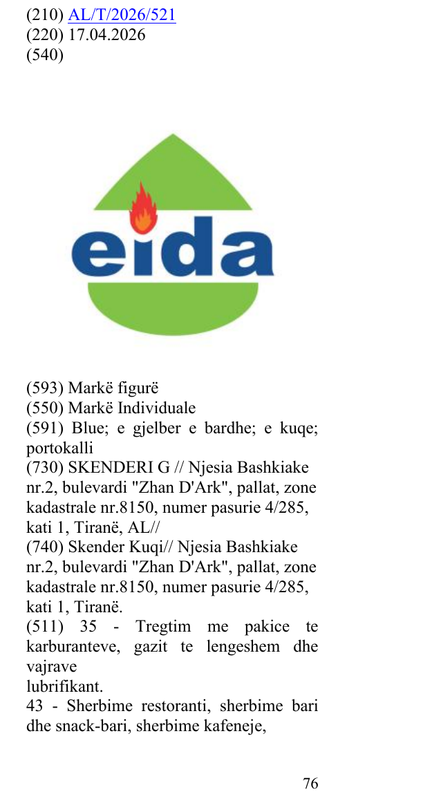 Zëri i markës eida në buletin