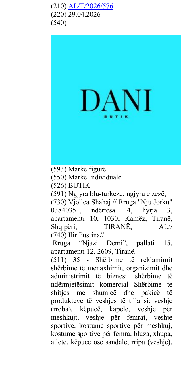 Zëri i markës BUTIK në buletin