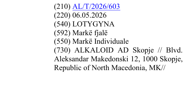 Zëri i markës LOTYGYNA në buletin