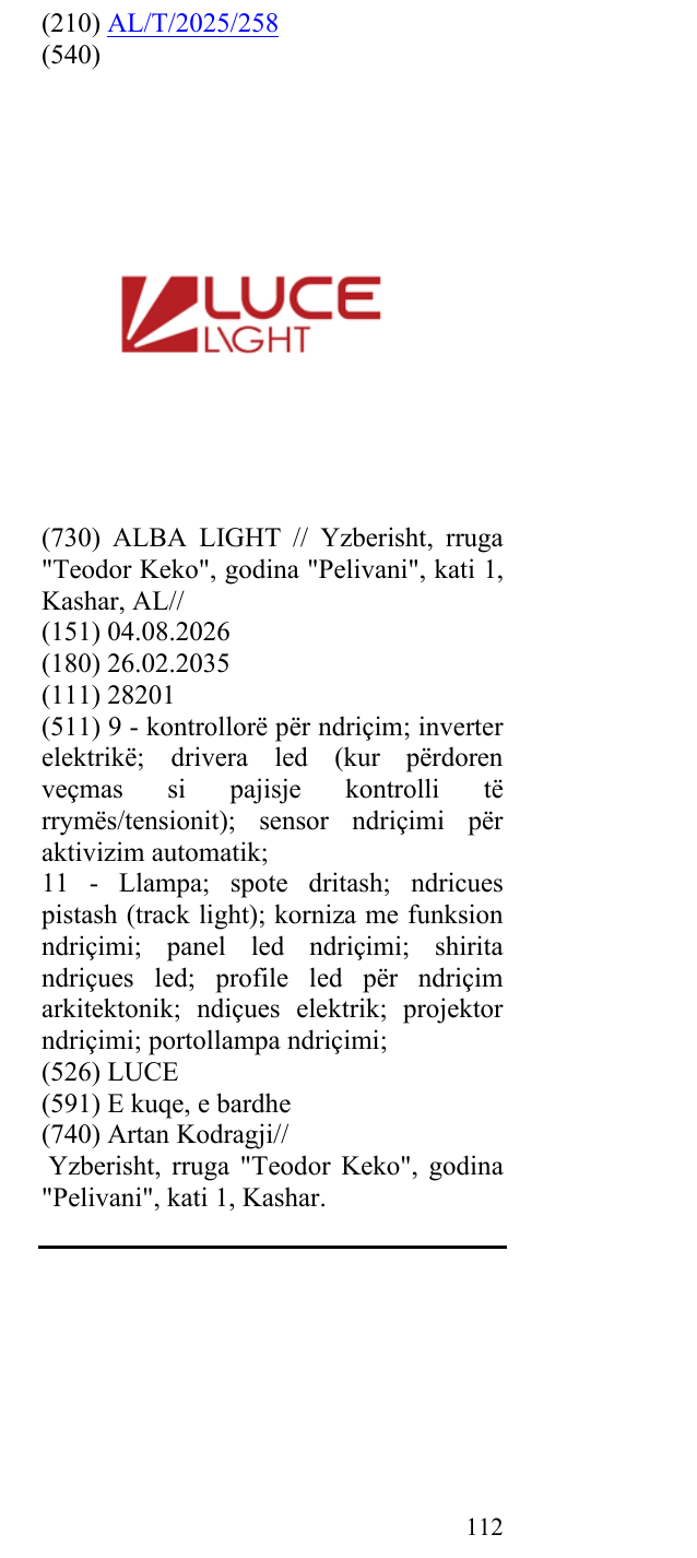 Zëri i markës LUCE në buletin