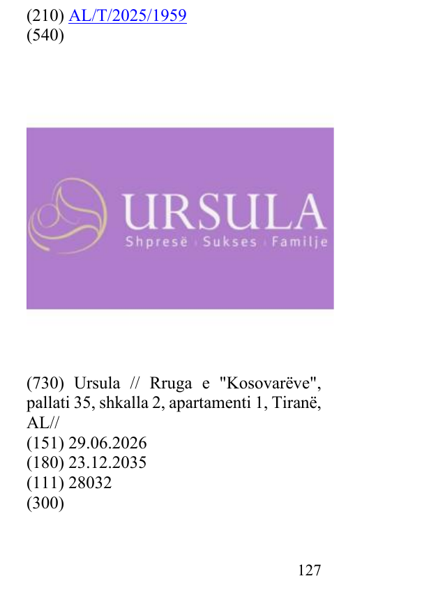 Zëri i markës URSULA Shprese Sukses Familje në buletin