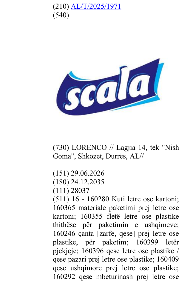Zëri i markës scala në buletin