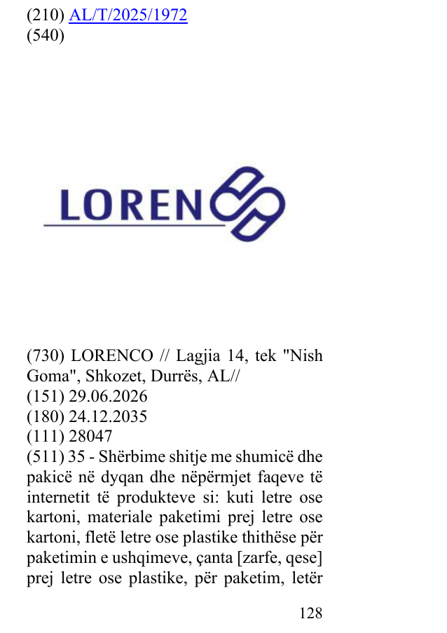 Zëri i markës LORENCO në buletin