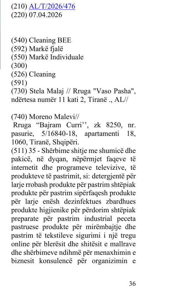 Zëri i markës Cleaning BEE në buletin
