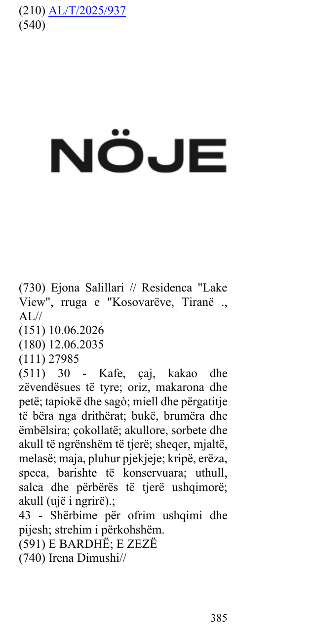Zëri i markës NÖJE në buletin