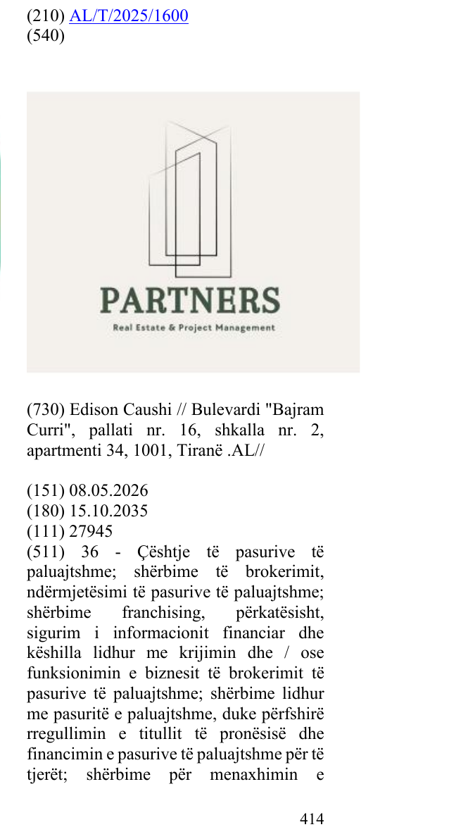 Zëri i markës Real Estate & Project Management në buletin