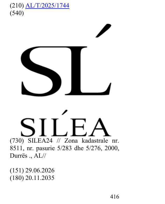 Zëri i markës SL SILEA në buletin