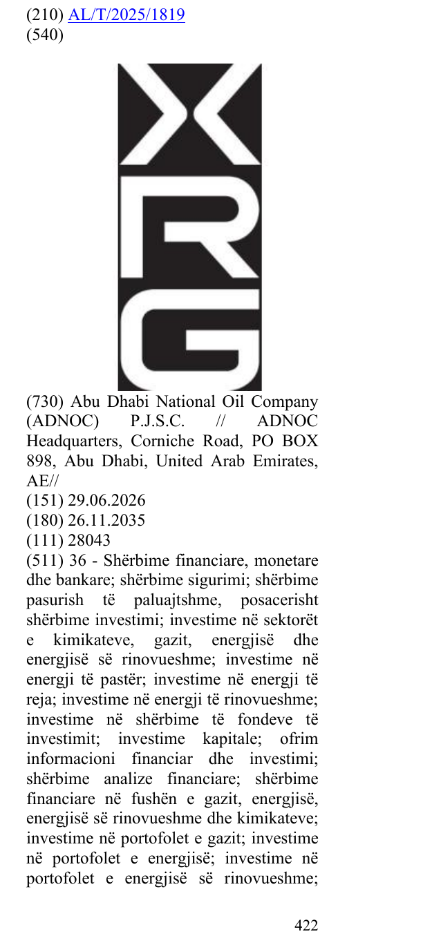 Zëri i markës XRG në buletin