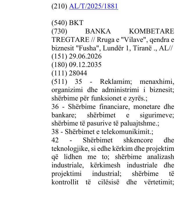 Zëri i markës BKT në buletin