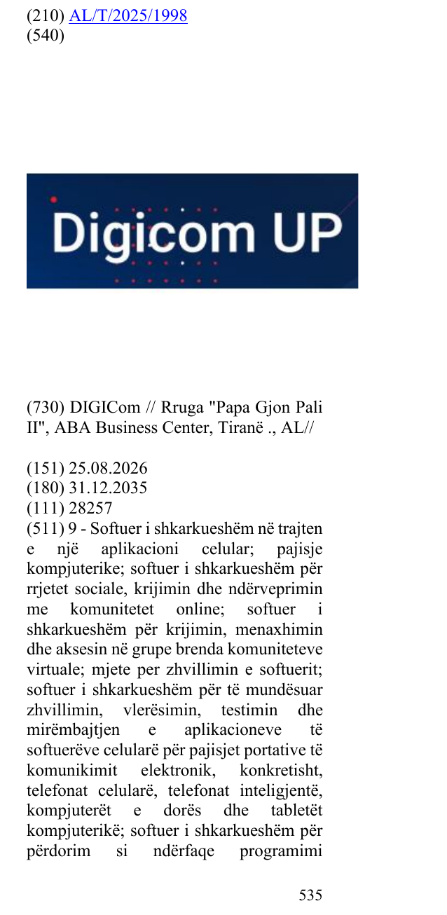 Zëri i markës digicom up në buletin
