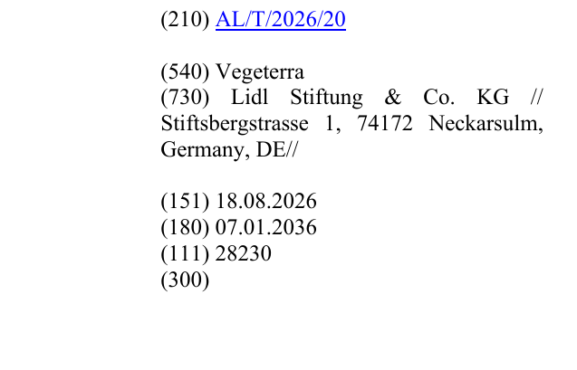 Zëri i markës Vegeterra në buletin
