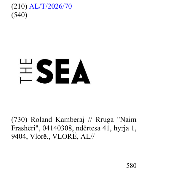 Zëri i markës THE SEA në buletin