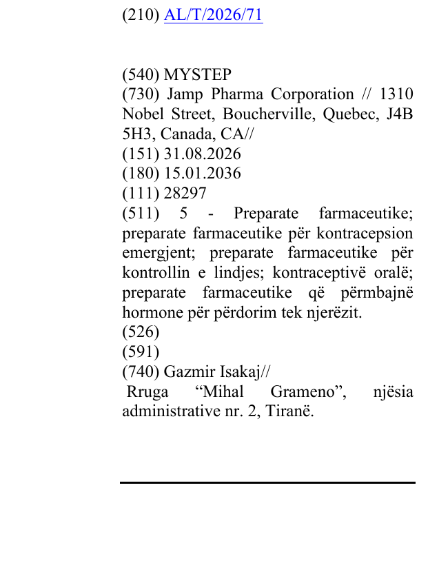 Zëri i markës MYSTEP në buletin