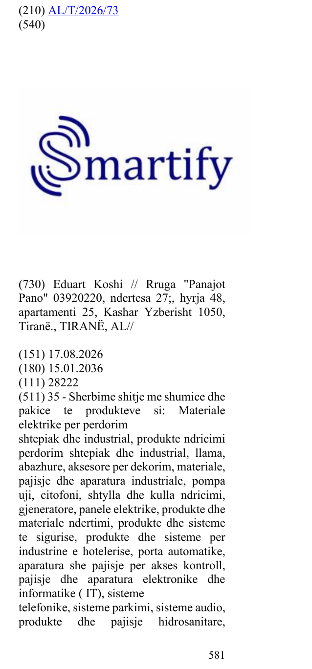 Zëri i markës SMARTIFY në buletin
