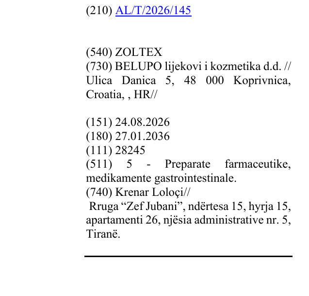 Zëri i markës ZOLTEX në buletin