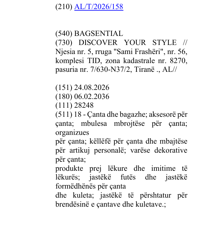 Zëri i markës BAGSENTIAL në buletin
