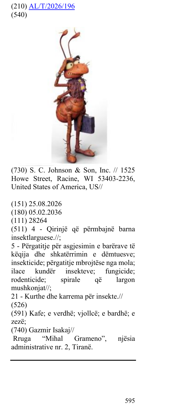 Zëri i markës AL/T/2026/196 në buletin