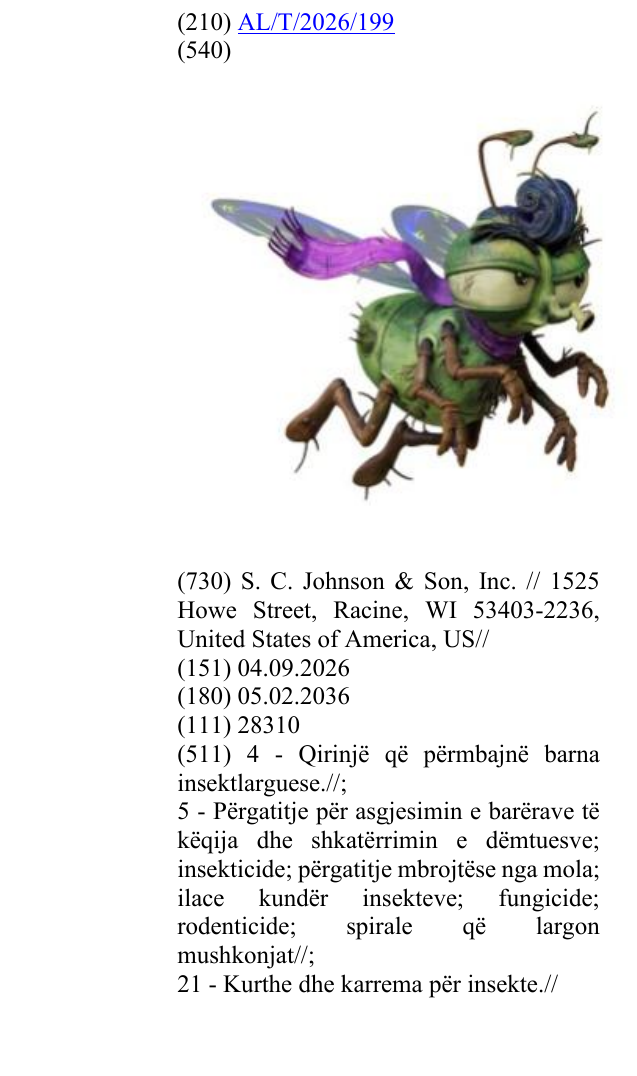 Zëri i markës AL/T/2026/199 në buletin