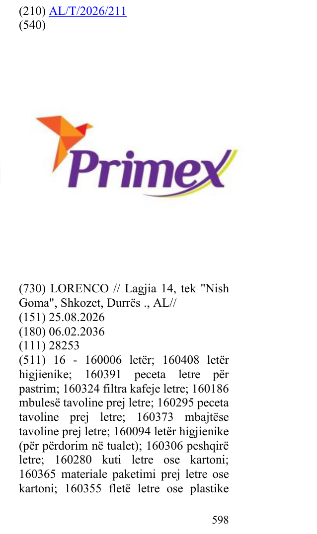 Zëri i markës Primex në buletin