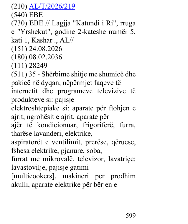 Zëri i markës EBE në buletin
