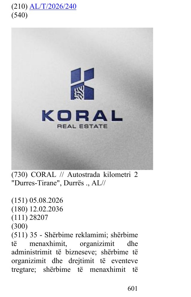 Zëri i markës REAL ESTATE në buletin