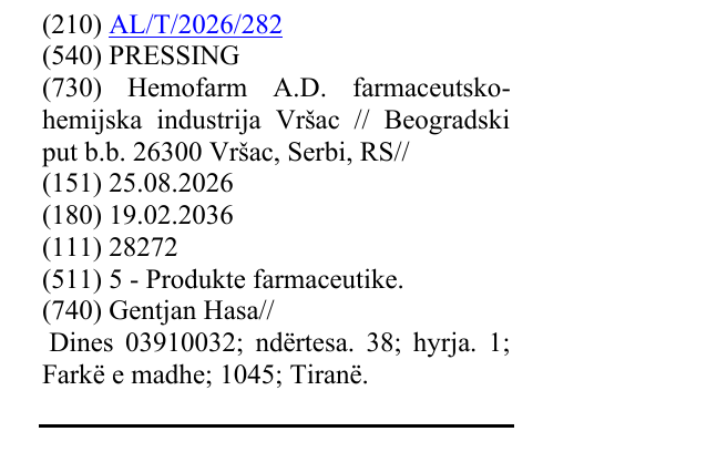 Zëri i markës PRESSING në buletin