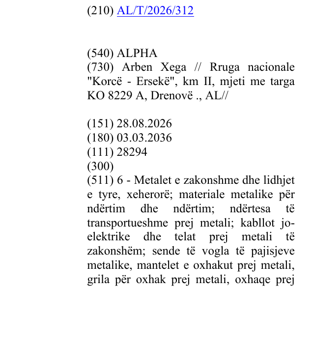 Zëri i markës ALPHA në buletin