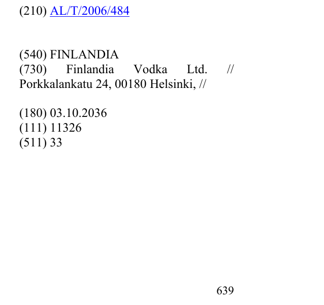Zëri i markës FINLANDIA në buletin