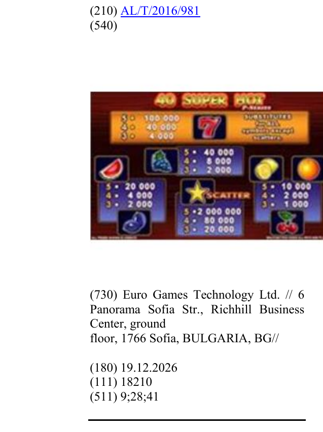 Zëri i markës 40 SUPER HOT në buletin