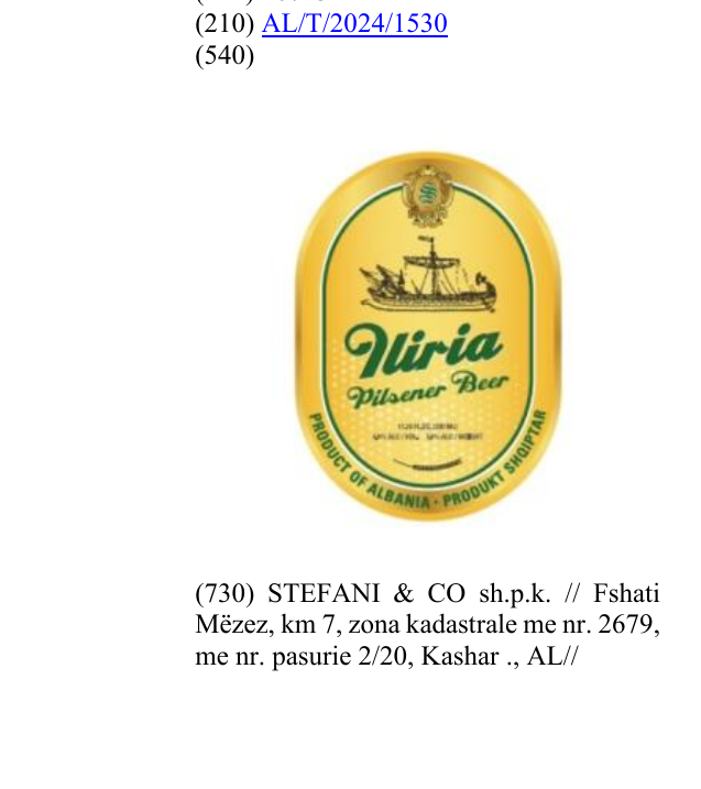 Zëri i markës Iliria Pilsener Beer në buletin